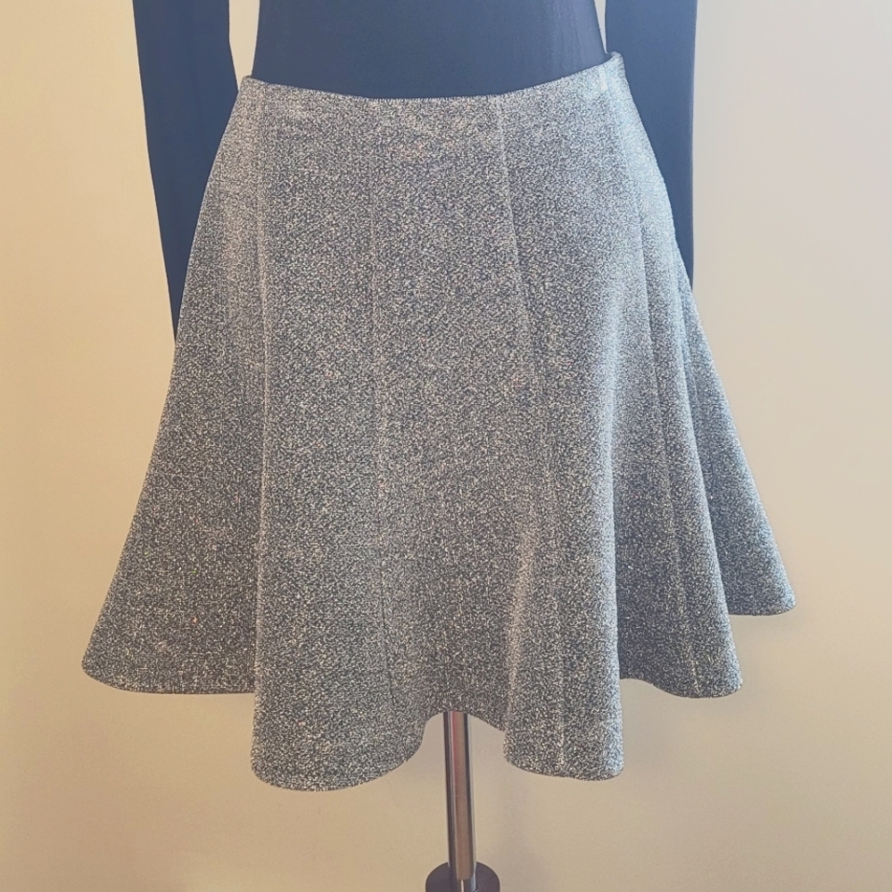 Express metallic flounce flare skirt
